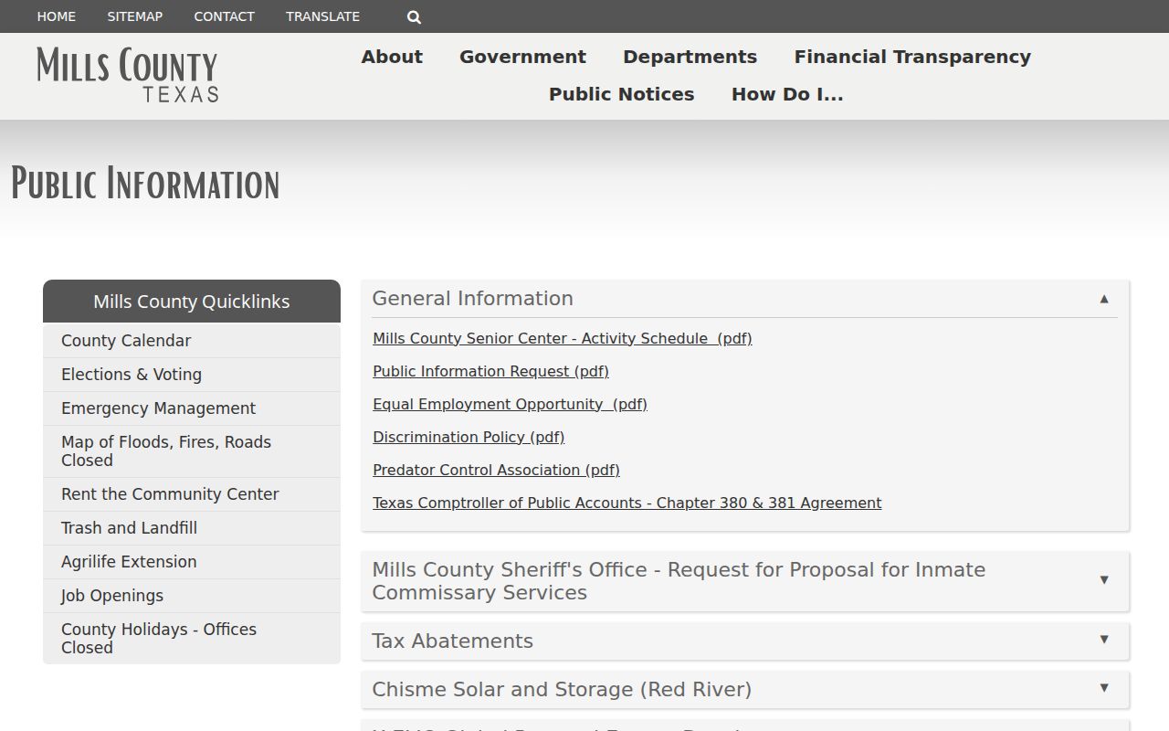 Mills County warrant search, county public records request instructions
