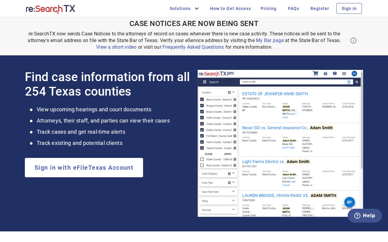 Mills County warrant records, Texas state court-record search landing page